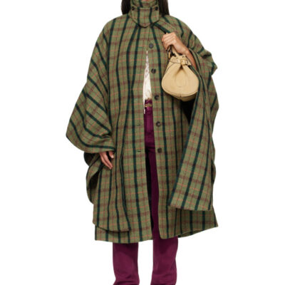 Chloé Khaki Layered Long Cape Coat