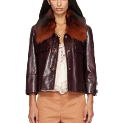 Chloé Purple Cropped Leather Jacket
