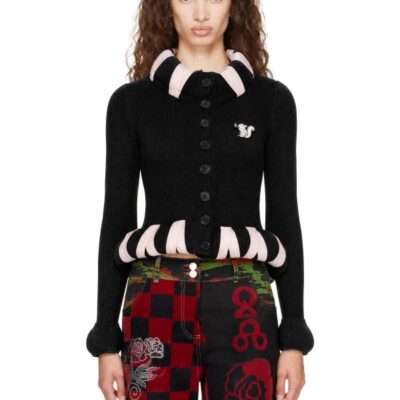 Chopova Lowena Black Cribbage Cross Cardigan