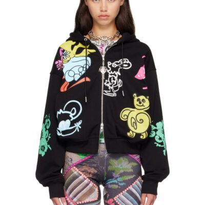 Chopova Lowena Black 'Friends of CL' Zip Hoodie