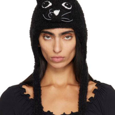 Chopova Lowena Black Kitty Knitted Bonnet