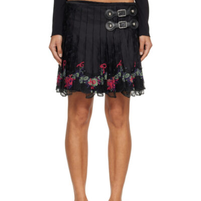 Chopova Lowena Black Missish Kilt Miniskirt