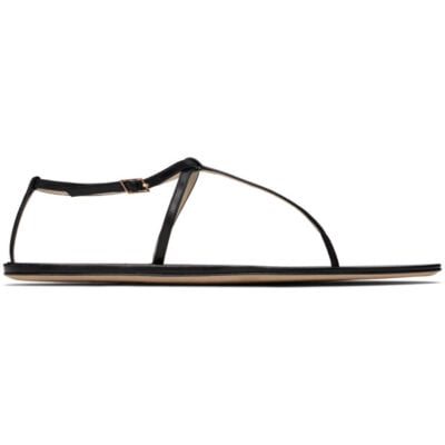Christen Black Mono Strap Flat Sandals