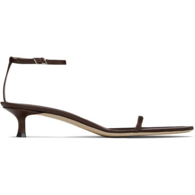 Christen Brown 35mm Double Strap Kitten Heeled Sandals