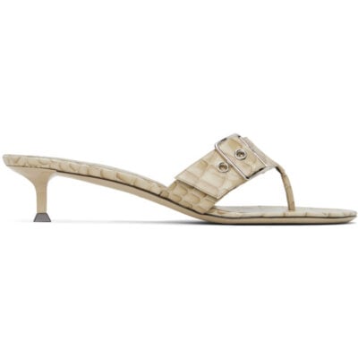 Christen SSENSE Exclusive Beige 35mm Helix Kitten Heeled Sandals