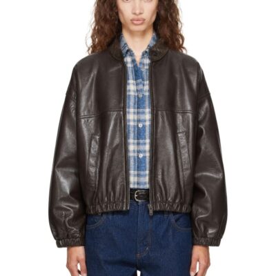 Citizens Of Humanity Brown Barracuta Bubble Recycled Leather Jacket