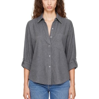 Citizens Of Humanity Gray Kayla Shrunken Virgin Wool Shirt