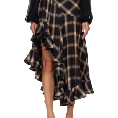 Collina Strada Black Florist Midi Skirt