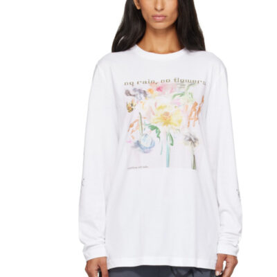 Collina Strada White 'No Rain, No Flowers' Rhinestone T-shirt