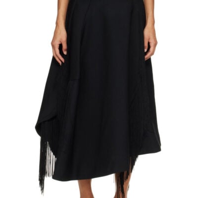 Comme Des Garcons Black Fringe Midi Skirt