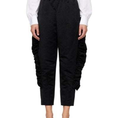 Comme Des Garcons Black Satin Ruffled Trousers