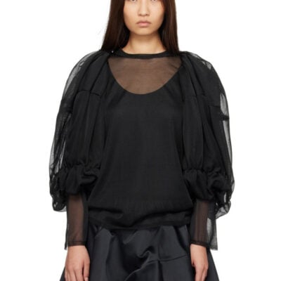 Comme Des Garcons Black Sheer Balloon Sleeve Shirt