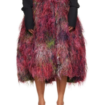 Comme Des Garcons Comme Des Garcons Red & Pink Jacquard Floral Midi Skirt