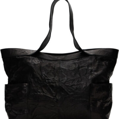 Coor Black Multi Pocket Crinkled Lambskin Tote