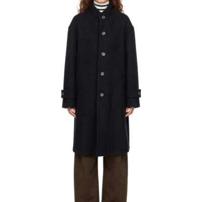 Coor Black Virgin Wool High Neck Coat