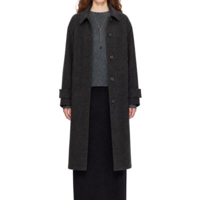 Coor Gray Cashmere Blend High Neck Coat
