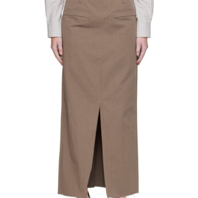 Coor Khaki Cotton Relaxed Midi Skirt