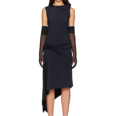 Coperni Black Relaxed Flower Midi Dress