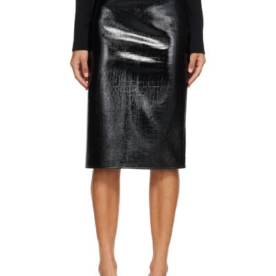 Courrèges Black Croc-Embossed Vinyl Miniskirt