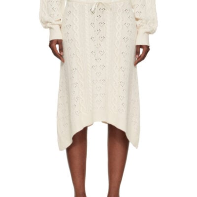 Danielle Guizio Off-White Noah Wool Cable Midi Skirt