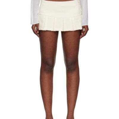 Danielle Guizio Off-White Pleated Micro Miniskirt