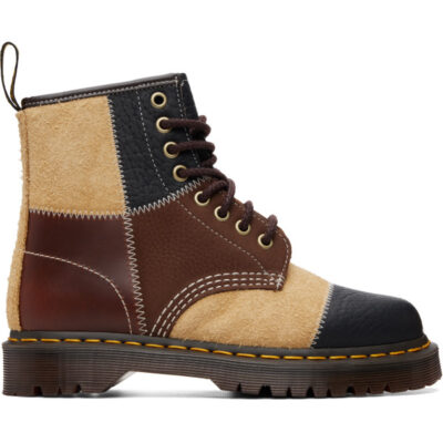 Dr Martens Brown & Beige 1460 Patchwork 8 Eye Lace Up Boots