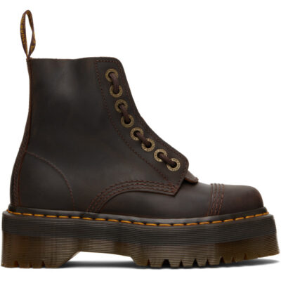 Dr Martens Brown Sinclair Crazy Horse Leather Platform Boots