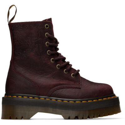 Dr Martens Burgundy Jadon Floral Emboss 8 Eye Platform Boots