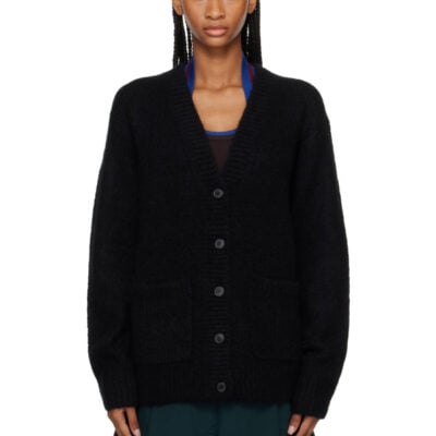 Dries Van Noten Black Alpaca Cardigan