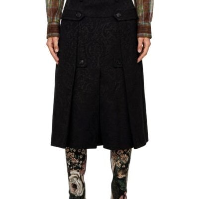 Dries Van Noten Black Paisley Jacquard Midi Skirt
