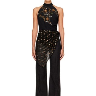 Dries Van Noten Black Sequinned Wrap Halter Blouse