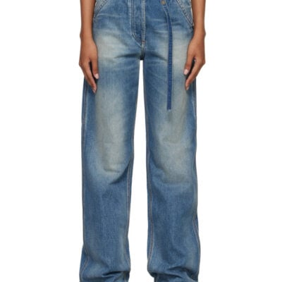 Dries Van Noten Blue Belted Wide-Leg Jeans
