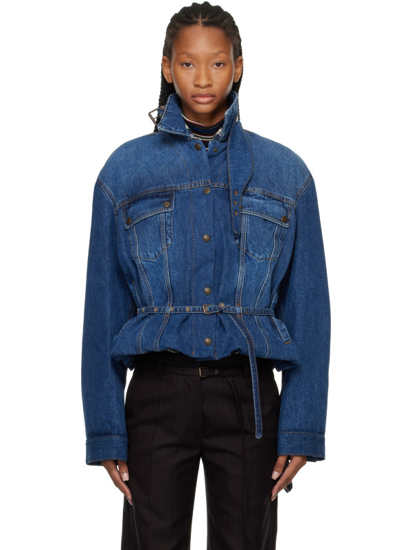 Dries Van Noten Blue High Collar Denim Jacket