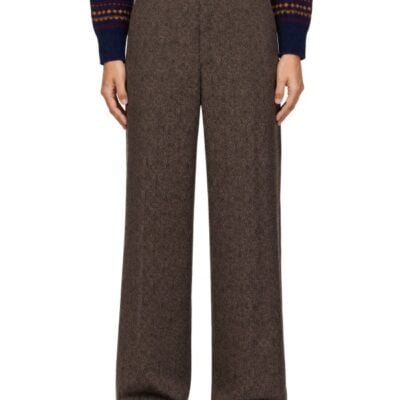 Dries Van Noten Brown Floral Crêpe Trousers