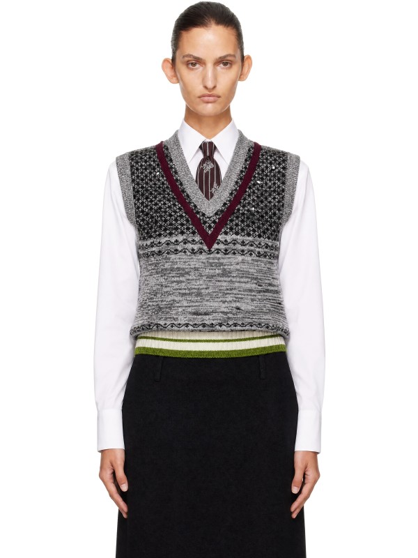 Dries Van Noten Gray Fitted Cashmere Sweater Vest