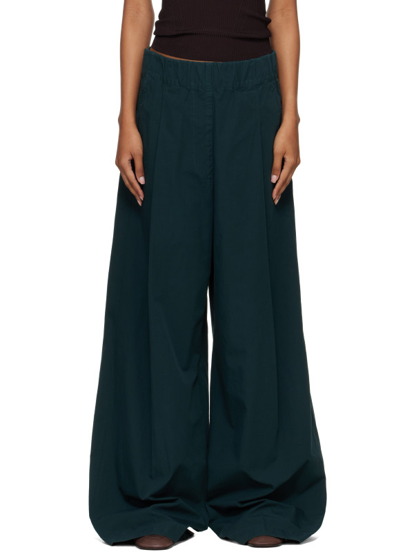 Dries Van Noten Green Elasticated Overdyed Trousers
