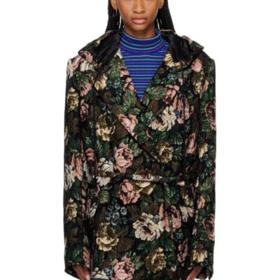 Dries Van Noten Multicolor Hooded Floral Peacoat