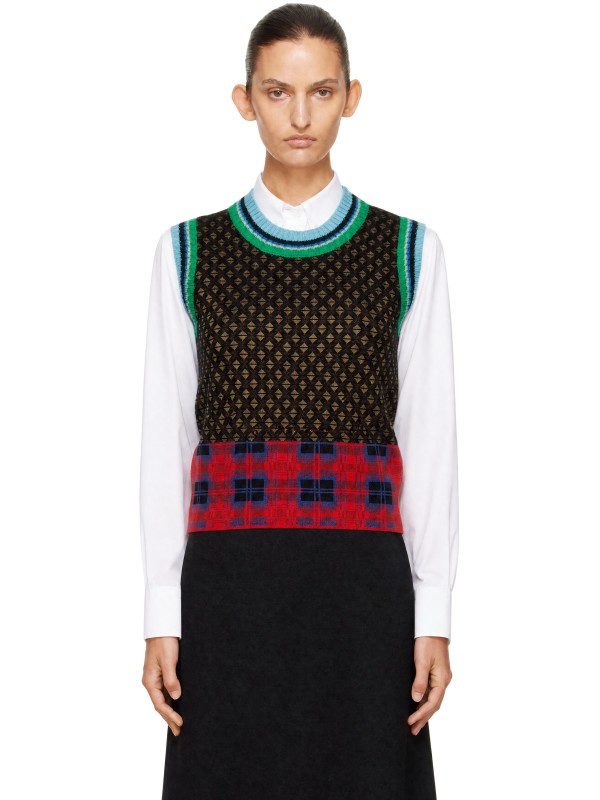 Dries Van Noten Multicolor Jacquard Wool Sweater Vest