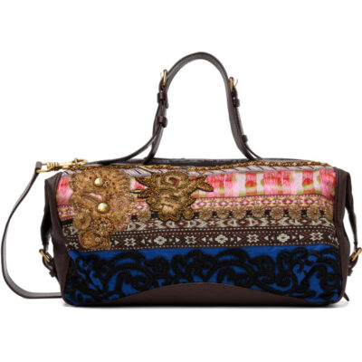 Dries Van Noten Multicolor Medium Embroidered East West Zip Bag