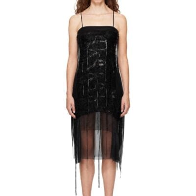 Edward Cuming Black Dripping Collage Midi Dress