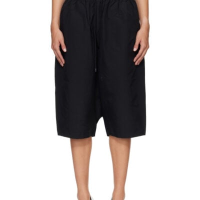 Entire Studios Black Nylon Taper Shorts