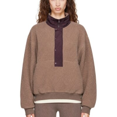 Entire Studios Brown System Half Zip Fleece Sweater