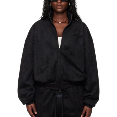 Fear of God ESSENTIALS Black Holiday Faux-Suede Fleece Vintage Track Jacket