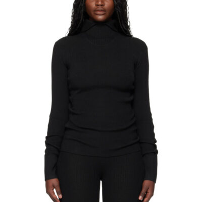 Fear of God ESSENTIALS Black Holiday Rib Long Sleeve Hoodie