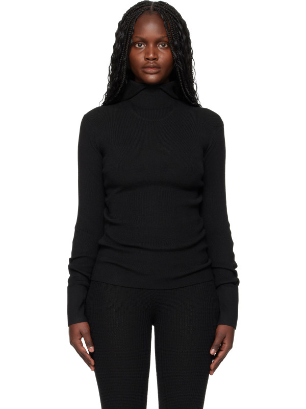 Fear of God ESSENTIALS Black Holiday Rib Long Sleeve Hoodie