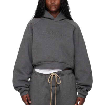 Fear of God ESSENTIALS Gray Holiday Embossed 90s Raglan Hoodie