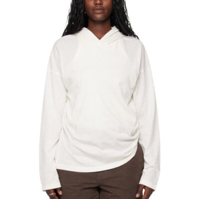 Fear of God ESSENTIALS Off-White Holiday Embroidered Classic Fit Long Sleeve Hoodie
