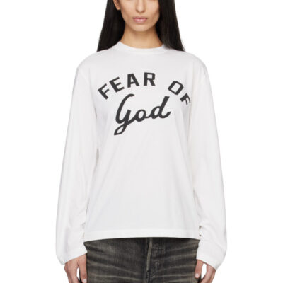 Fear Of God White Varsity Long Sleeve T-shirt