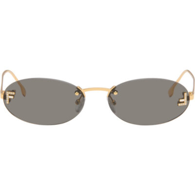 Fendi Gold 'Fendi First' Crystal Sunglasses