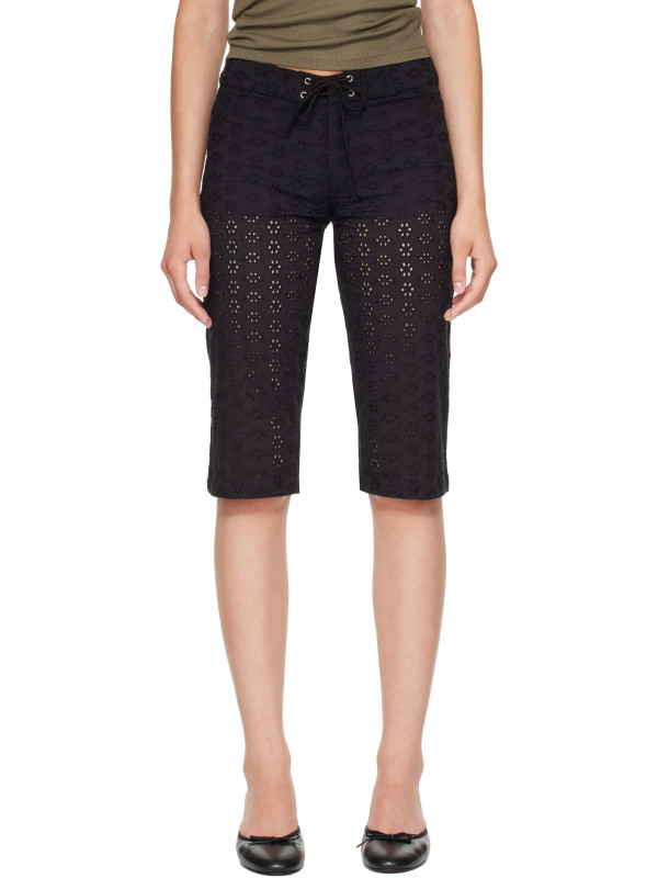 Fruity Booty Black Broderie Capri Leggings